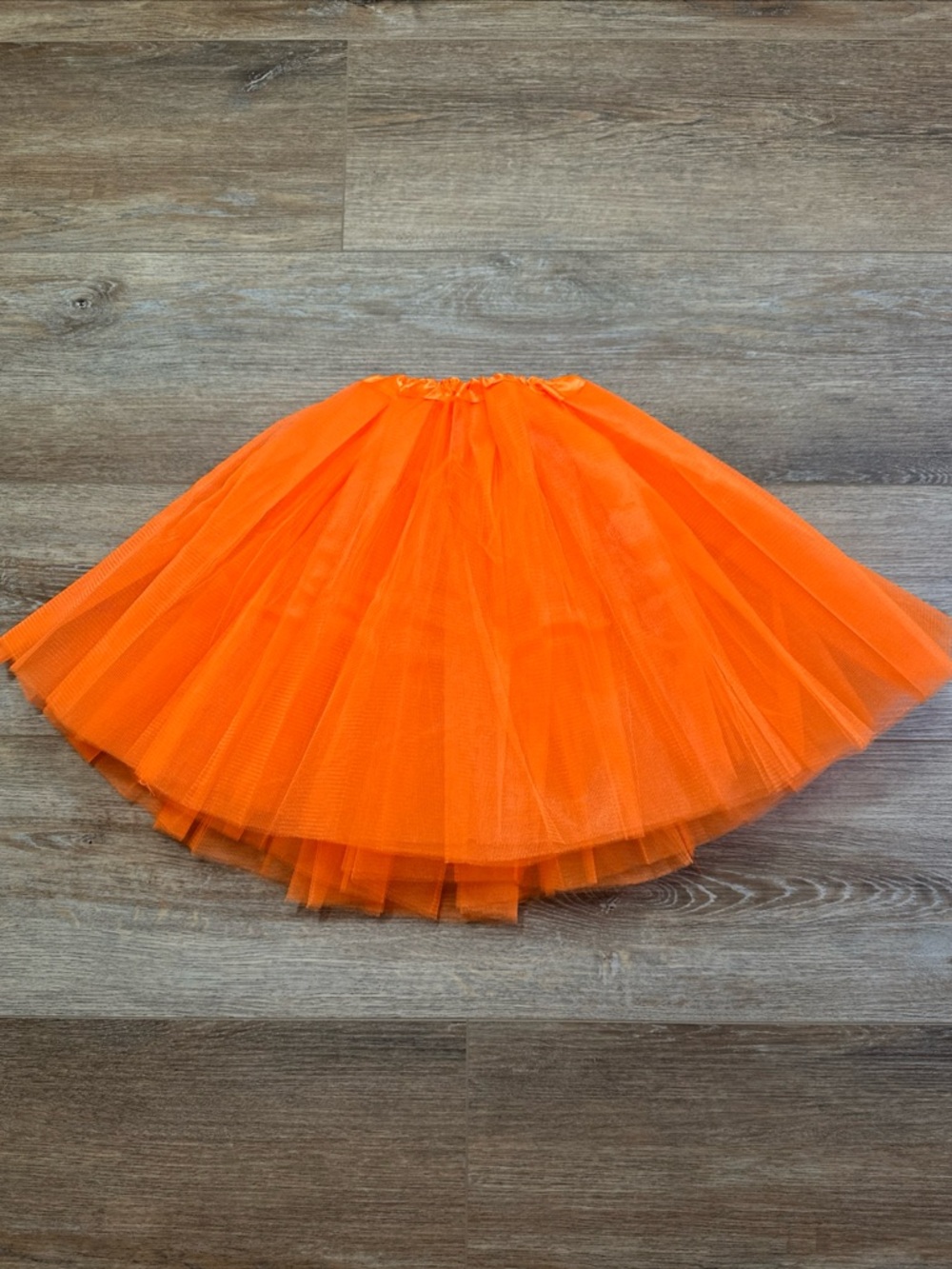 Kids Orange Tulle Skirt with Elastic Waist one size but waist stretches to 36 in